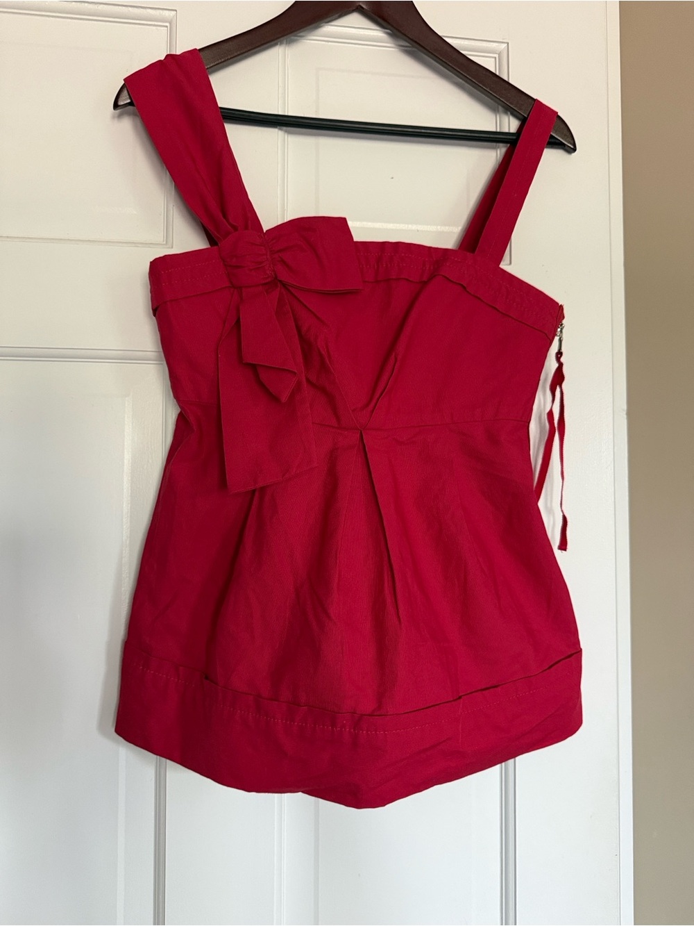 Marc Jacobs Hot Pink/Red Bow-Accent Sleeveless Top
